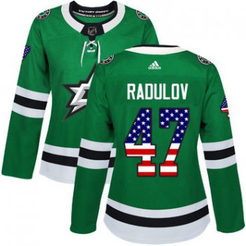 Adidas Dallas Stars #47 Alexander Radulov Green Home Authentic USA Flag Women's Stitched NHL Jersey