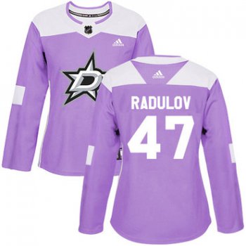 Adidas Dallas Stars #47 Alexander Radulov Purple Authentic Fights Cancer Women's Stitched NHL Jersey