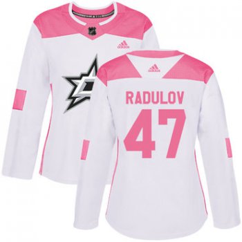 Adidas Dallas Stars #47 Alexander Radulov White Pink Authentic Fashion Women's Stitched NHL Jersey