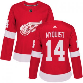 Adidas Detroit Red Wings #14 Gustav Nyquist Red Home Authentic Women's Stitched NHL Jersey