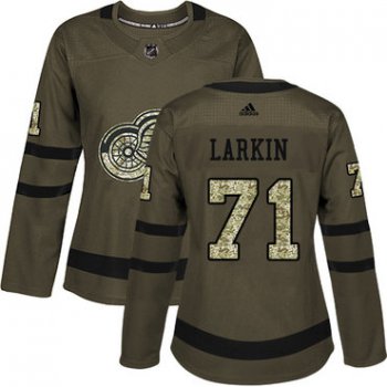 Adidas Detroit Red Wings #71 Dylan Larkin Green Salute to Service Women's Stitched NHL Jersey