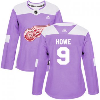 Adidas Detroit Red Wings #9 Gordie Howe Purple Authentic Fights Cancer Women's Stitched NHL Jersey
