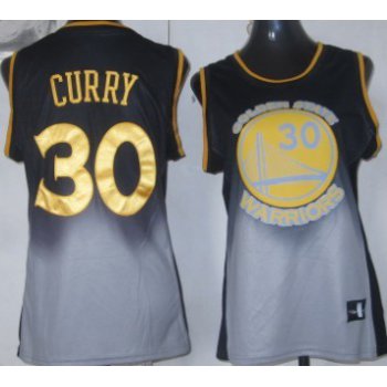 Golden State Warriors #30 Stephen Curry Black/Gray Fadeaway Fashion Womens Jersey