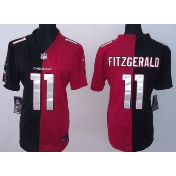Nike Arizona Cardinals #11 Larry Fitzgerald Black/Red Two Tone Womens Jersey