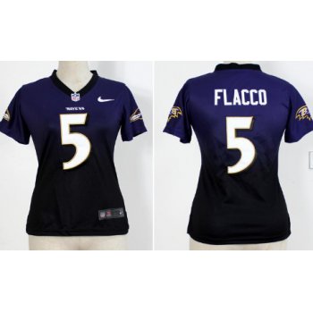 Nike Baltimore Ravens #5 Joe Flacco Purple/Black Fadeaway Womens Jersey