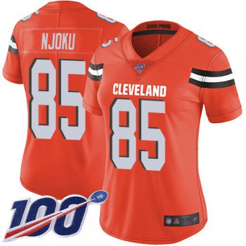 Nike Browns #85 David Njoku Orange Alternate Women's Stitched NFL 100th Season Vapor Limited Jersey