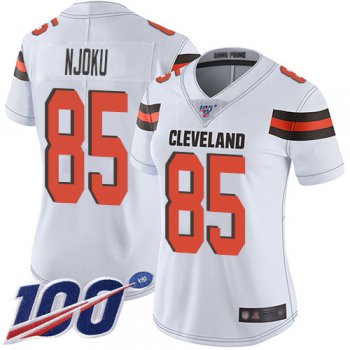 Nike Browns #85 David Njoku White Women's Stitched NFL 100th Season Vapor Limited Jersey