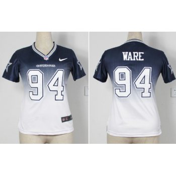 Nike Dallas Cowboys #94 DeMarcus Ware Blue/White Fadeaway Womens Jersey