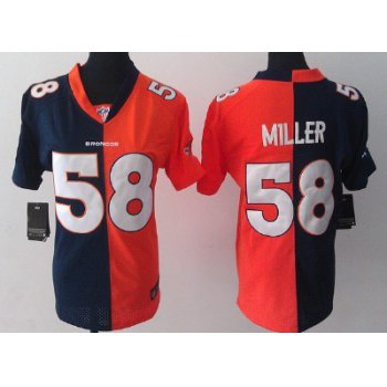 Nike Denver Broncos #58 Von Miller Blue/Orange Two Tone Womens Jersey
