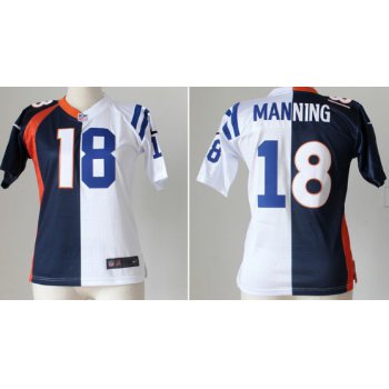 Nike Denver Broncos&Indianapolis Colts #18 Peyton Manning Blue/White Two Tone Womens Jersey