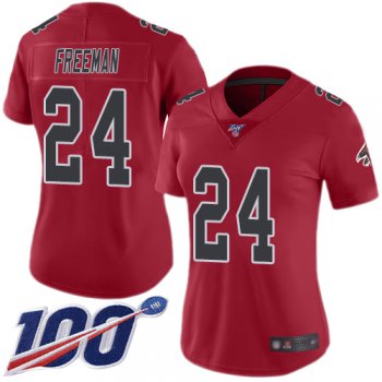 Nike Falcons #24 Devonta Freeman Red Women's Stitched NFL Limited Rush 100th Season Jersey