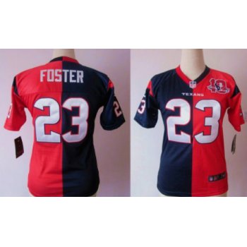 Nike Houston Texans #23 Arian Foster Blue/Red Two Tone Womens Jersey