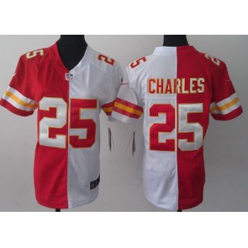 Nike Kansas City Chiefs #25 Jamaal Charles Red/White Two Tone Womens Jersey