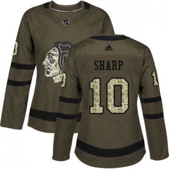 Adidas Chicago Blackhawks #10 Patrick Sharp Green Salute to Service Women's Stitched NHL Jersey