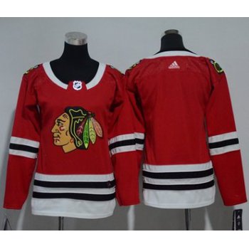 Adidas Chicago Blackhawks Blank Red Home Authentic Women's Stitched NHL Jersey