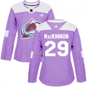 Adidas Colorado Avalanche #29 Nathan MacKinnon Purple Authentic Fights Cancer Women's Stitched NHL Jersey