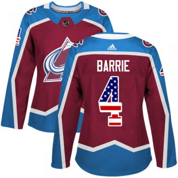 Adidas Colorado Avalanche #4 Tyson Barrie Burgundy Home Authentic USA Flag Women's Stitched NHL Jersey