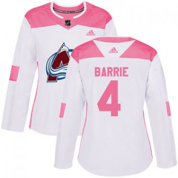Adidas Colorado Avalanche #4 Tyson Barrie White Pink Authentic Fashion Women's Stitched NHL Jersey