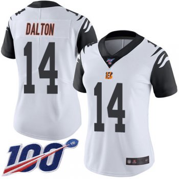 Nike Bengals #14 Andy Dalton White Women's Stitched NFL Limited Rush 100th Season Jersey