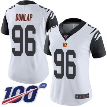 Nike Bengals #96 Carlos Dunlap White Women's Stitched NFL Limited Rush 100th Season Jersey