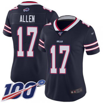 Nike Bills #17 Josh Allen Navy Women's Stitched NFL Limited Inverted Legend 100th Season Jersey