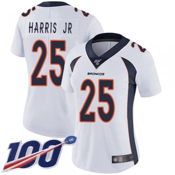 Nike Broncos #25 Chris Harris Jr White Women's Stitched NFL 100th Season Vapor Limited Jersey