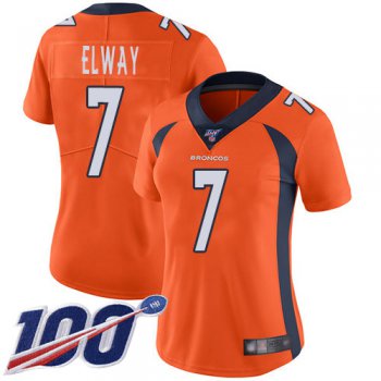 Nike Broncos #7 John Elway Orange Team Color Women's Stitched NFL 100th Season Vapor Limited Jersey