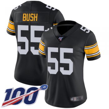 Nike Steelers #55 Devin Bush Black Alternate Women's Stitched NFL 100th Season Vapor Limited Jersey