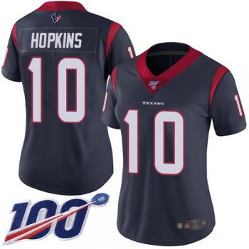 Nike Texans #10 DeAndre Hopkins Navy Blue Team Color Women's Stitched NFL 100th Season Vapor Limited Jersey