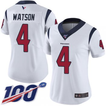 Nike Texans #4 Deshaun Watson White Women's Stitched NFL 100th Season Vapor Limited Jersey