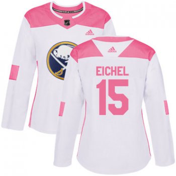 Adidas Buffalo Sabres #15 Jack Eichel White Pink Authentic Fashion Women's Stitched NHL Jersey