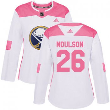 Adidas Buffalo Sabres #26 Matt Moulson White Pink Authentic Fashion Women's Stitched NHL Jersey