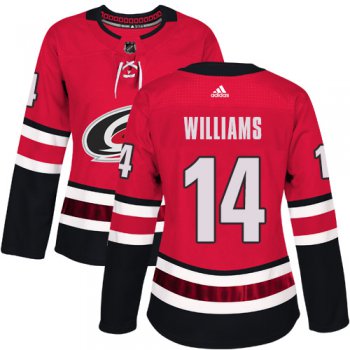 Adidas Carolina Hurricanes #14 Justin Williams Red Home Authentic Women's Stitched NHL Jersey