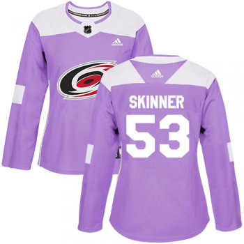 Adidas Carolina Hurricanes #53 Jeff Skinner Purple Authentic Fights Cancer Women's Stitched NHL Jersey