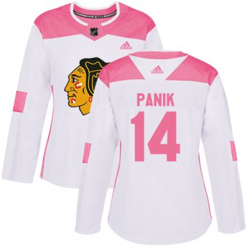 Adidas Chicago Blackhawks #14 Richard Panik White Pink Authentic Fashion Women's Stitched NHL Jersey