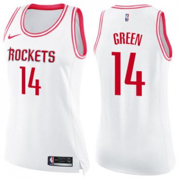 Nike Houston Rockets #14 Gerald Green White Pink Women's NBA Swingman Fashion Jersey