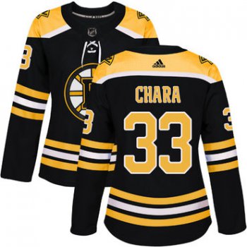 Adidas Boston Bruins #33 Zdeno Chara Black Home Authentic Women's Stitched NHL Jersey