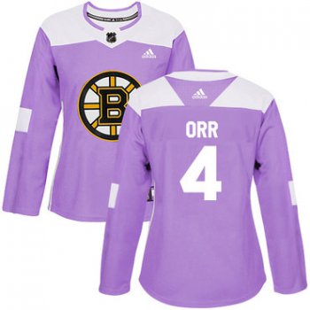Adidas Boston Bruins #4 Bobby Orr Purple Authentic Fights Cancer Women's Stitched NHL Jersey