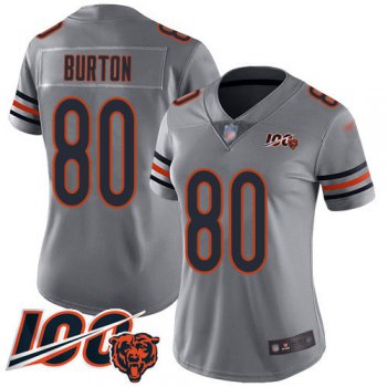 Nike Bears #80 Trey Burton Silver Women's Stitched NFL Limited Inverted Legend 100th Season Jersey