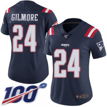 Nike Patriots #24 Stephon Gilmore Navy Blue Women's Stitched NFL Limited Rush 100th Season Jersey