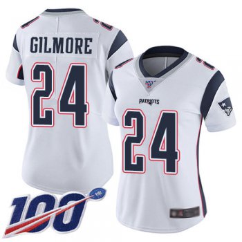 Nike Patriots #24 Stephon Gilmore White Women's Stitched NFL 100th Season Vapor Limited Jersey