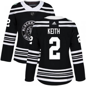 Blackhawks #2 Duncan Keith Black Authentic 2019 Winter Classic Women's Stitched Hockey Jersey