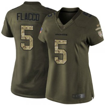 Broncos #5 Joe Flacco Green Women's Stitched Football Limited 2015 Salute to Service Jersey