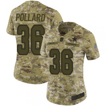 Cowboys #36 Tony Pollard Camo Women's Stitched Football Limited 2018 Salute to Service Jersey