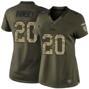 Jaguars #20 Jalen Ramsey Green Women's Stitched Football Limited 2015 Salute to Service Jersey