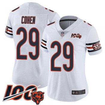 Nike Bears #29 Tarik Cohen White Women's Stitched NFL 100th Season Vapor Limited Jersey
