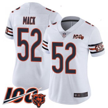 Nike Bears #52 Khalil Mack White Women's Stitched NFL 100th Season Vapor Limited Jersey