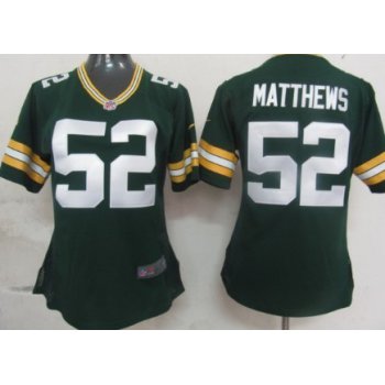 Nike Green Bay Packers #52 Clay Matthews Green Game Womens Jersey