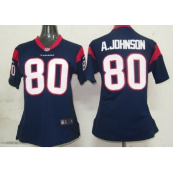 Nike Houston Texans #80 Andre Johnson Blue Game Womens Jersey