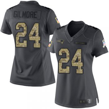 Patriots #24 Stephon Gilmore Black Women's Stitched Football Limited 2016 Salute to Service Jersey